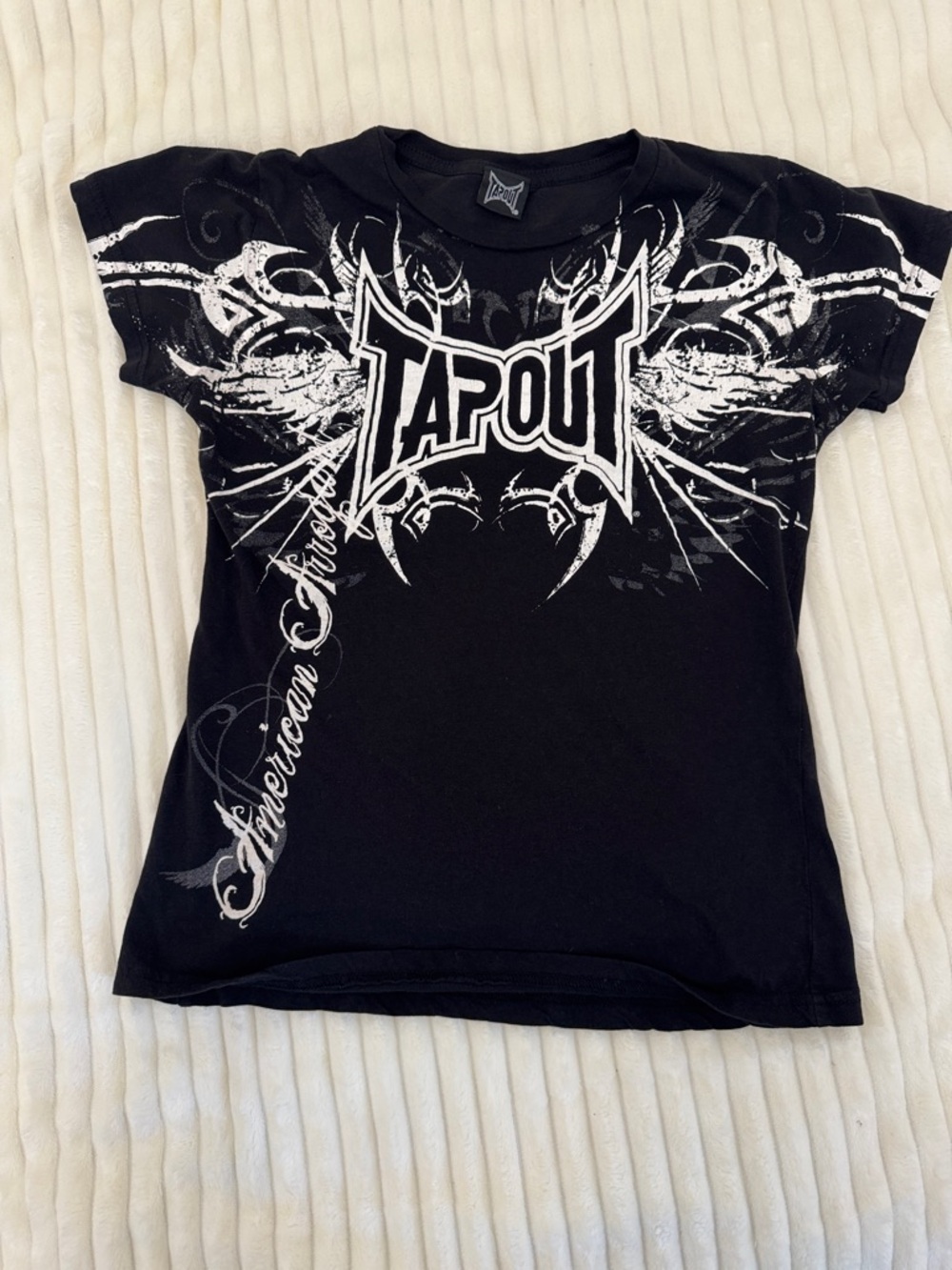 Tapout Black Tee with White Tribal Logo